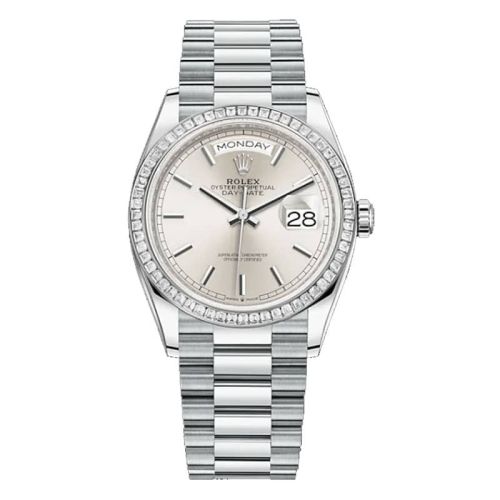 Rolex Day-Date 128396TBR Silver Unisex 36MM